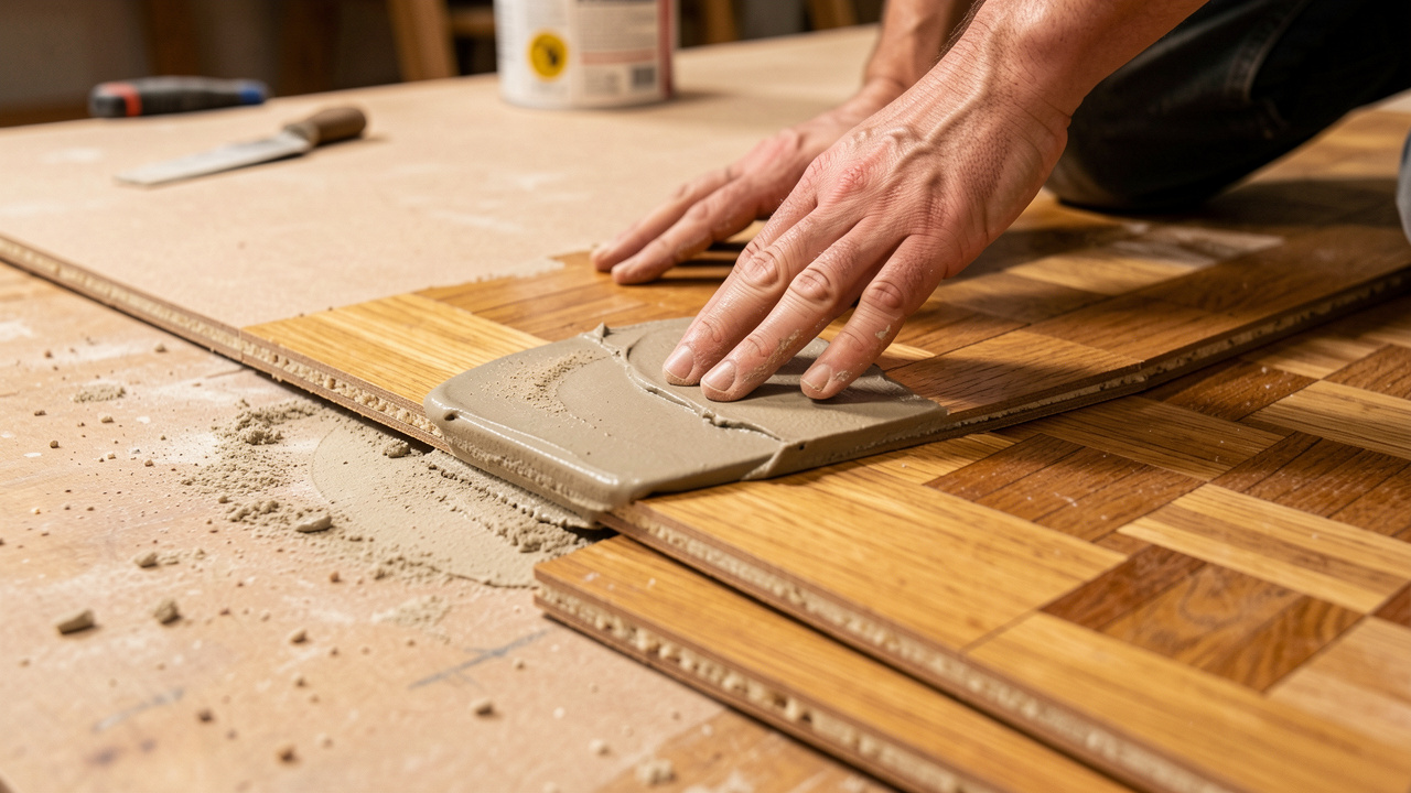 Préparation du support avant la pose d’un parquet : nettoyage, mise à niveau du sol et installation d’une sous-couche pour assurer une pose durable.